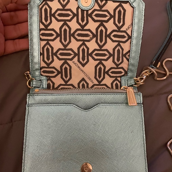 SALE Rebecca Minkoff Mini Crossbody or Clutch metallic teal blue purse - Picture 3 of 4